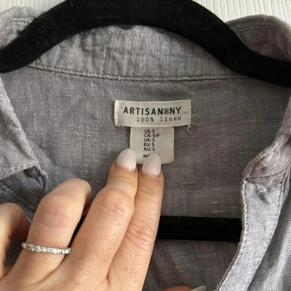 Artisan NY > Linen Gray Long Sleeve Tunic 💯 Linen Size Small - Picture 4 of 6